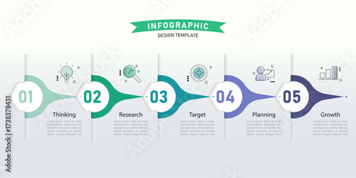 Timeline Creator infographic template. 5 Step timeline journey, calendar Flat simple infographics design template. presentation graph. Business concept with 5 options, gantt vector illustration.