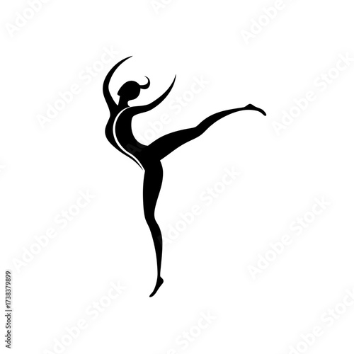 Silhouette of a woman in ballet position on transparent background