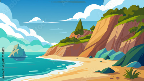 A secluded beach nestled at the base of a rocky promontory providing a peaceful escape from the bustling world.