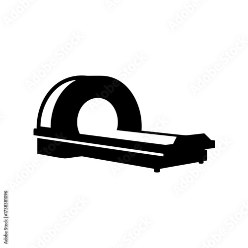 Silhouette of a medical CT scanner machine used for diagnostic imaging
