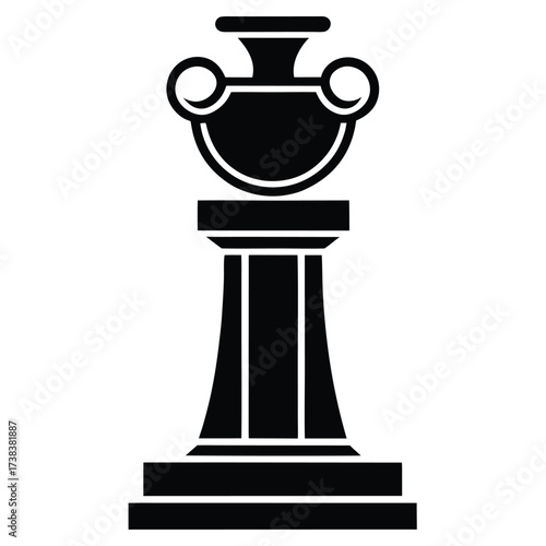 pedestal with vase vector icon  on white backgroun