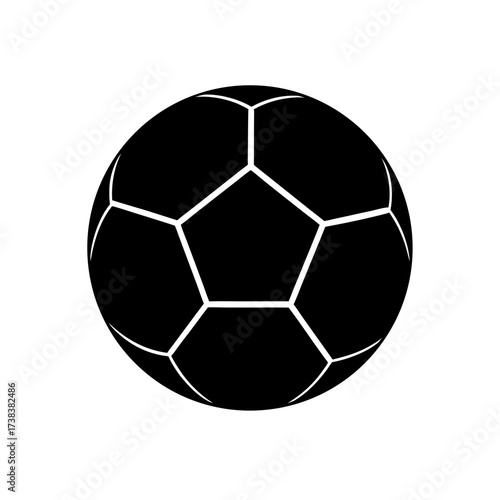 Illustration of a black and white soccerball on transparent background silhouette
