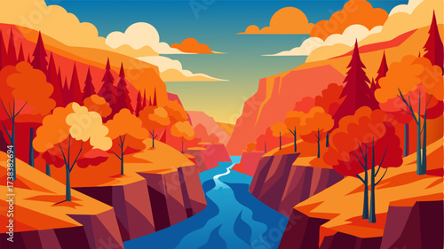During the autumn months the trees lining the river gorge burst into a fiery display of red orange and yellow making the landscape even more stunning.