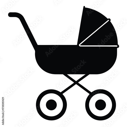stroller vector icon on white background