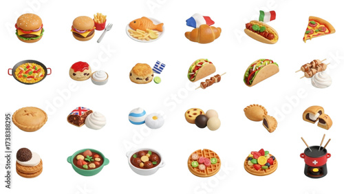 Cultural Diversity Food Icons Multicultural Culinary Symbols Inclusive Vector Set