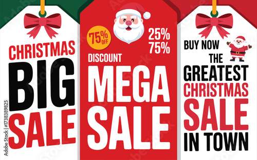Christmas big mega sale in town with santa claus and discount offers