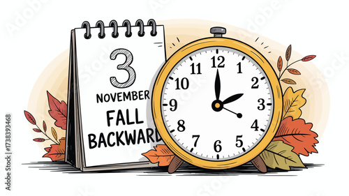 Fall back calendar and clock reminder for daylight saving time change