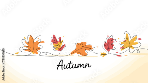 Hand drawn autumn leaves border with text