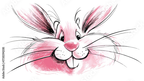 Enchanting Pink Bunny Illustration: Whimsical and Charming Bunny Artwork