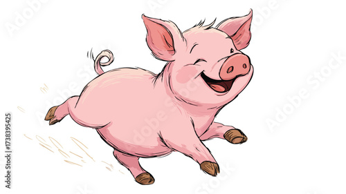 Charming Pink Piglet Cartoon Illustration for Children's Book Cover and Nursery Decor