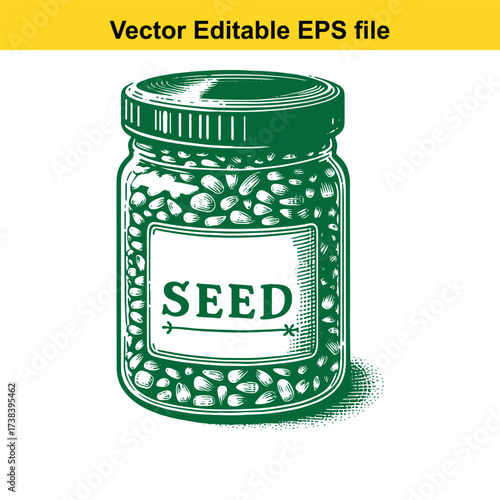 Vector art of jar of seeds