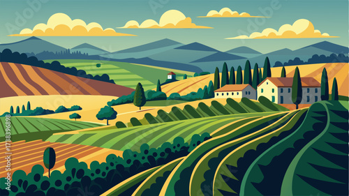 A truly enchanting scene hills covered in endless waves of vineyards with each row representing the dedication and hard work of the people who tend to them.