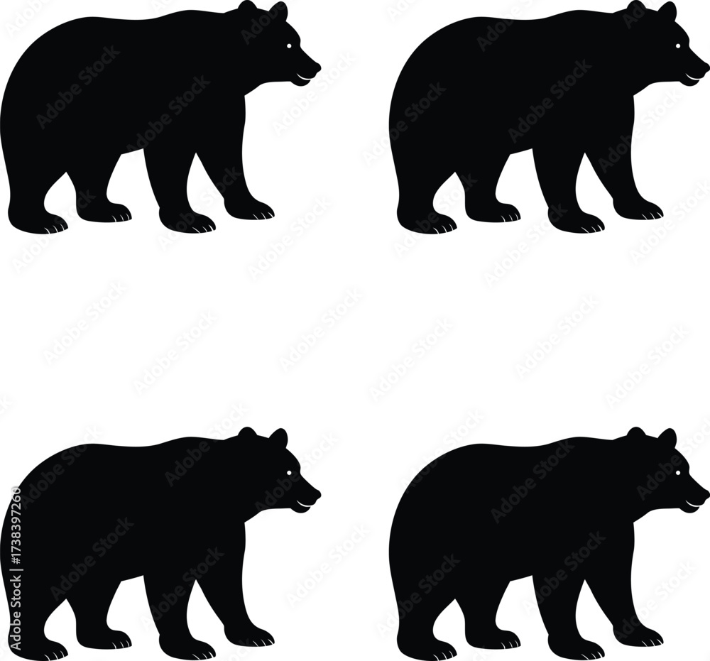 Fototapeta premium Premium vector bear silhouettes standing side by side illustration. 