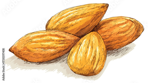 Delicious Almonds Nuts Superfood Food Vector Illustration