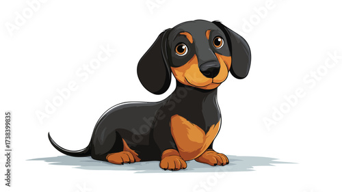Cute Adorable Dachshund Dog Cartoon Character Vector Illustration