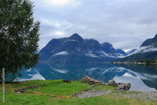  Landscape with mountains and water - Stryn, Norway