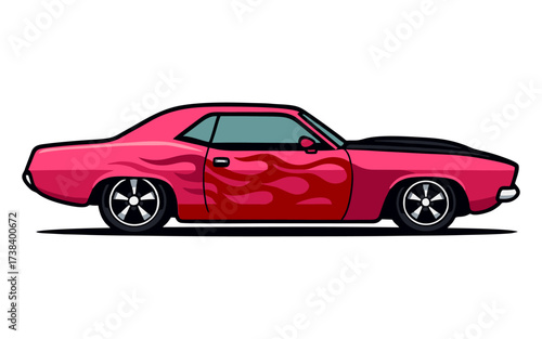 American muscle car vector art illustration design. Best for automotive related tshirt design, ready to use