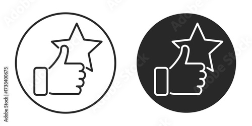 thumb up with star line icon set