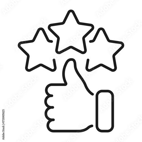 thumb up with 3 star line icon