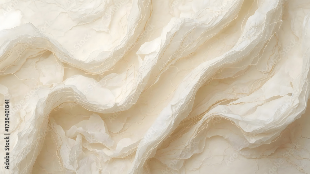 Obraz premium Ethereal flowing sheer fabric texture with delicate golden threads creates a serene and luxurious backdrop for elegant designs