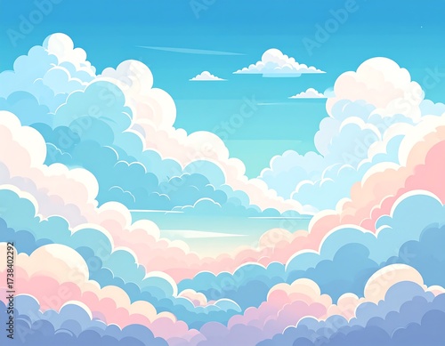 Pastel cloudscape in a vibrant blue sky