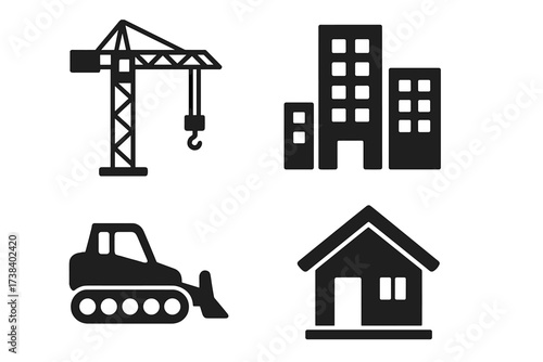 Construction logo vector design collection. Building and real estate company emblems. House silhouette for property developer, architect, or contractor. Home repair and renovation icon.
