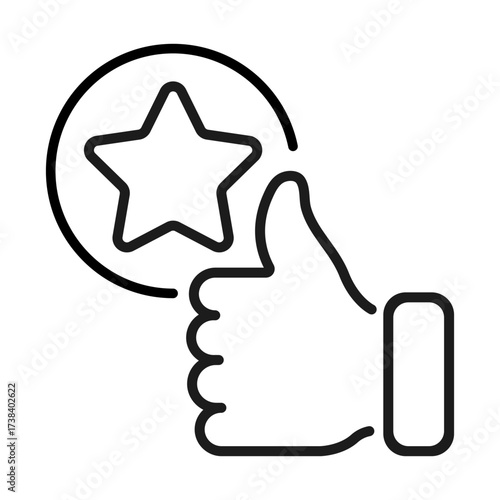 thumb up with star line icon