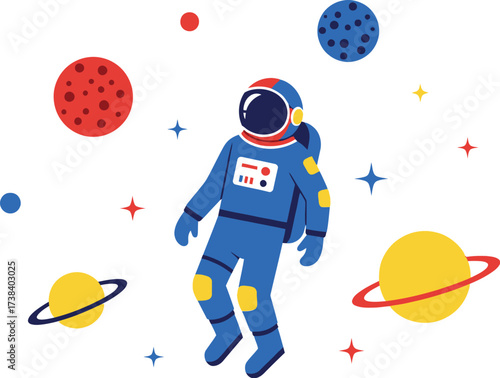 Vector art of astronaut floating in space in vector illustration