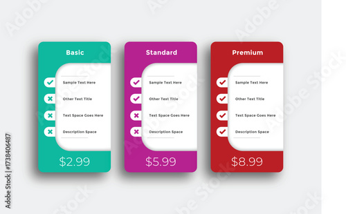 Pricing Plans Comparison Basic, Standard, and Premium Options