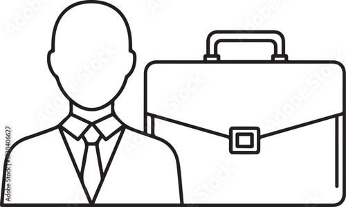 Outline icon of a businessman with a briefcase person silhouette