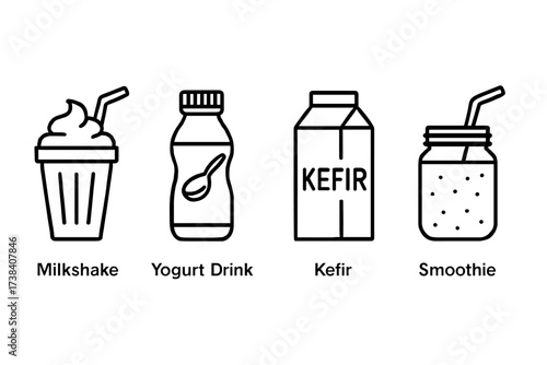 Illustration of milkshake yogurt drink kefir smoothie