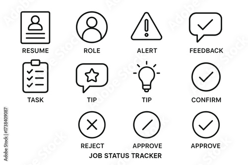 Resume role alert feedback task tip confirm reject approve job status icons