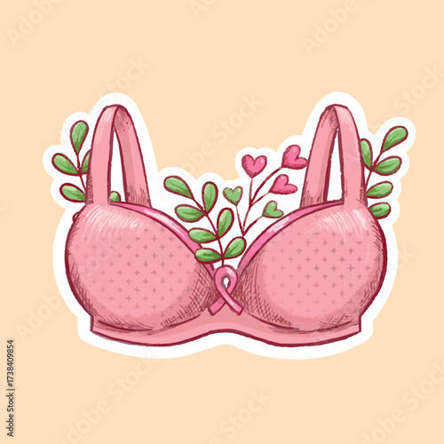 breast cancer floral bra