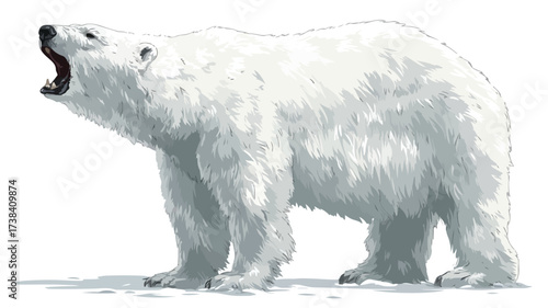 Wild Roaring Polar Bear Full Body Vector Illustration