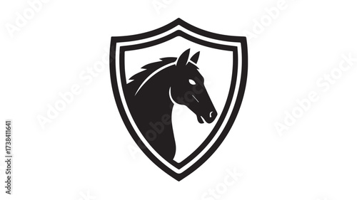 Horse Head Silhouette Inside Shield Emblem vector illustration