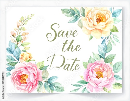 Pastel floral save-the-date card