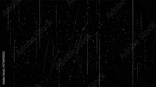 Film Grain Vintage Background Photo Effect. Old Transparent Realistic Overlay Celluloid Dust and Particles Texture. Distressed Scratch Retro Sandy Cinema Screen Frame Black and White Template Pattern