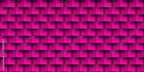 The image features a seamless abstract geometric pattern with pink and purple squares creating a decorative mosaic texture for a light wallpaper design. illustration, vector, decoration, squares, cell