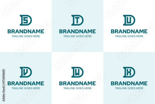 Letters DS DT DU DV DW DX Monogram Logo Set, for SD TD UD VD WD XD initials