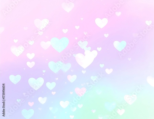 Pastel hearts on a soft color gradient