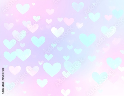 Pastel hearts on a soft ombre background