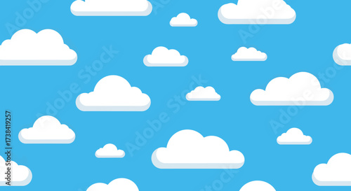 Illustration of white clouds on a blue background.