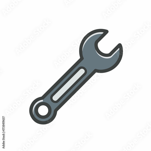 Two-Color Flat Wrench Icon Design