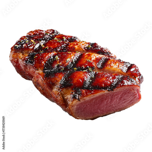 gourmet magret de canard slices grilled isolated
