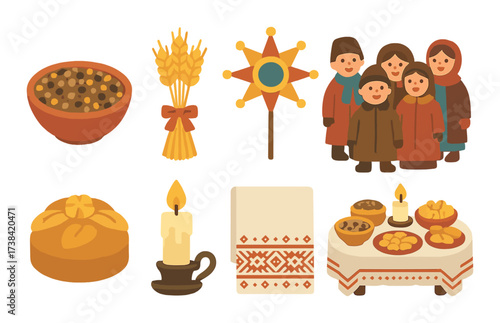 Ukrainian christmas traditions: family, wheat, kulich bread, and festive table decor