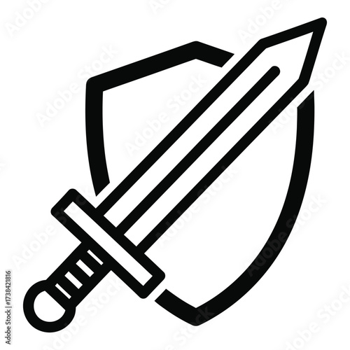 Vector art of medieval sword and shield emblem