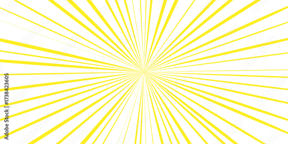 Fototapeta premium Abstract yellow starburst explosion background with sharp radiant beams. Energetic sunshine effect for celebration themes, posters, fireworks style, summer vibes, digital artwork, and dynamic graphic