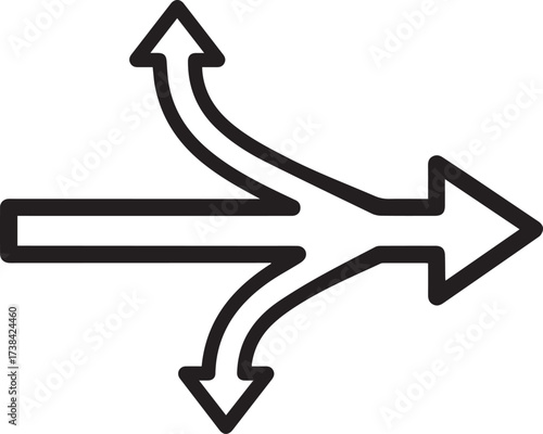 Dynamic directional arrows showing branching paths and future choices for strategic planning and decision making concepts