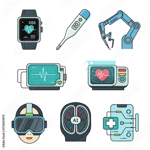 Mystical magic icons including witch hat, broom, cauldron, potion, spellbook, crystal ball, and pentagram for fantasy stories and Halloween themes