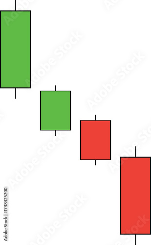 Japanese candlestick chart showing a downward trend with bullish and bearish signals